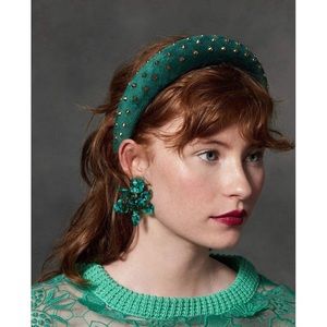 Lele Sadoughi Corduroy Studded Headband Emerald